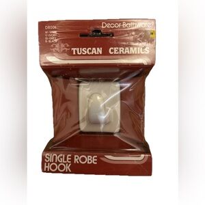 Tuscan Ceramics Single Robe Hook D8001 Made in USA New Old Stock Sealed Vintage